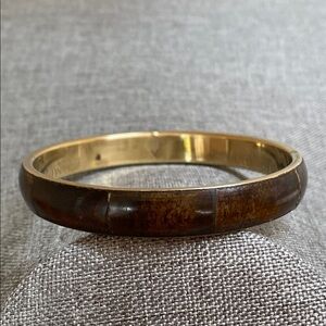 Vintage Bone and Gold-tone Bangle Bracelet